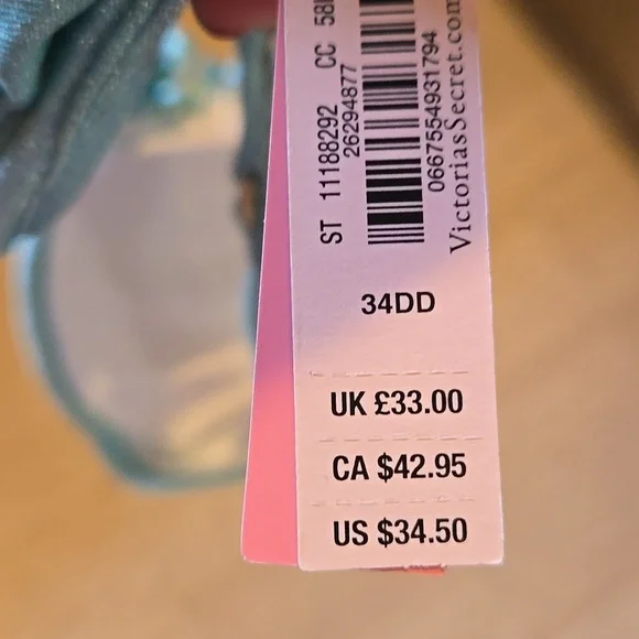 NWT Victoria's Secret Sparkly Sea Foam Green Tie Bikini Top - Picture 10 of 11